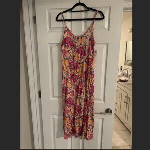 Tie-Back Maxi Slip Dress for Women - MP - NWT - Peach Floral